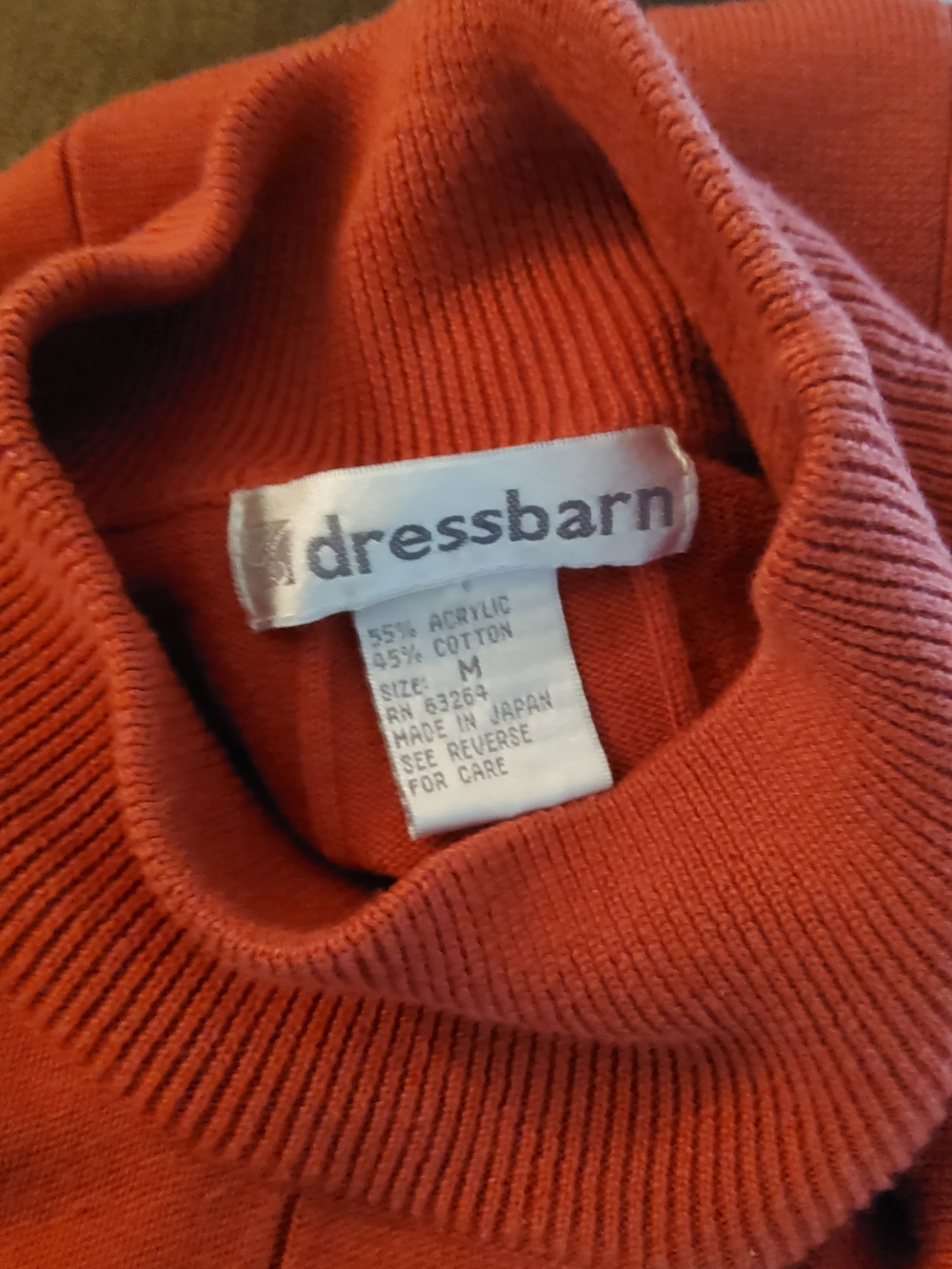 dressbarn Ribbed Mock Neck Sweater - Brick Red - Picture 3 of 4